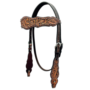 Bar H Equine Genuine Western American Leather Horse Premium Headstall & Breast Collar Set
